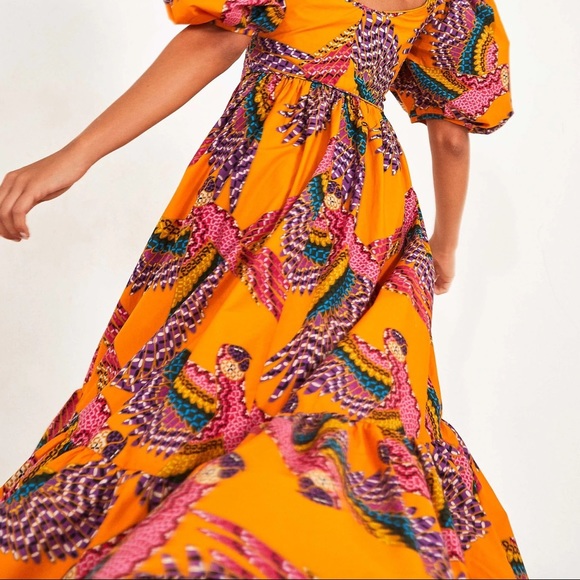 Farm Rio Macaw Puff-Sleeve Midi Dress - Picture 14 of 15